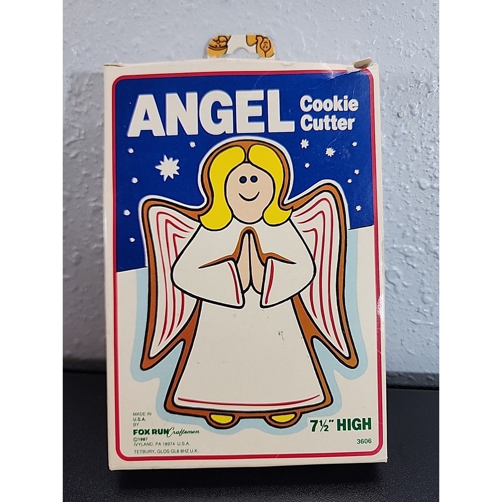 Fox Run Vintage Metal Angel Cookie Cutter 1987 7.5" 3606 Original Box